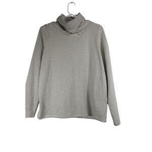 Pomander Place Black White Stripe Langley Roll Neck Turtleneck Top Small 077422
